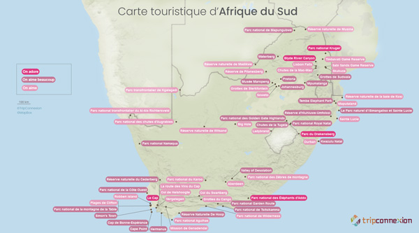 Carte touristique Afrique du Sud