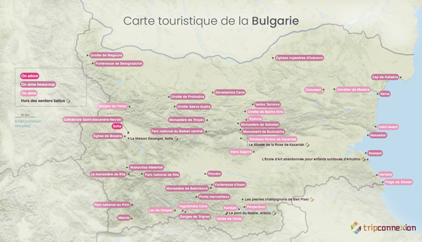 Carte touristique Bulgarie