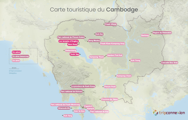 Carte touristique Cambodge