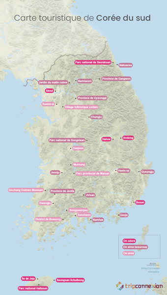 Carte touristique Corée du Sud