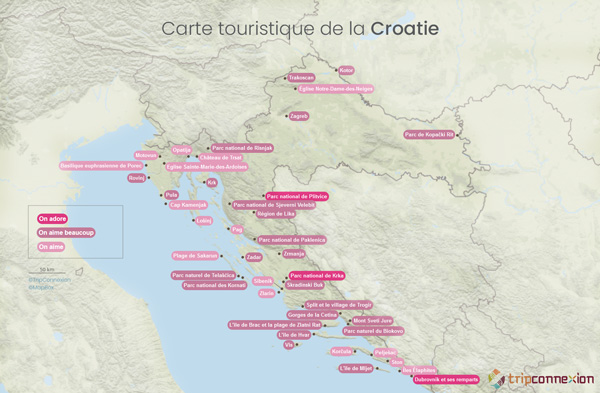 Carte touristique Croatie