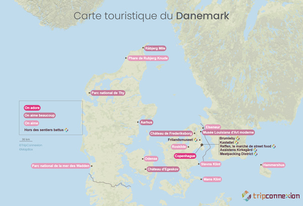 Carte touristique Danemark