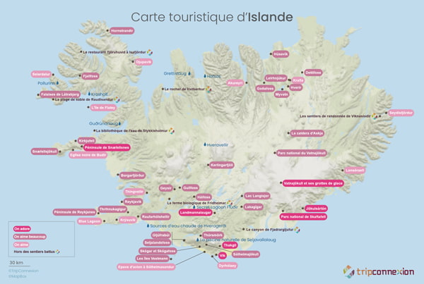 Carte touristique Islande