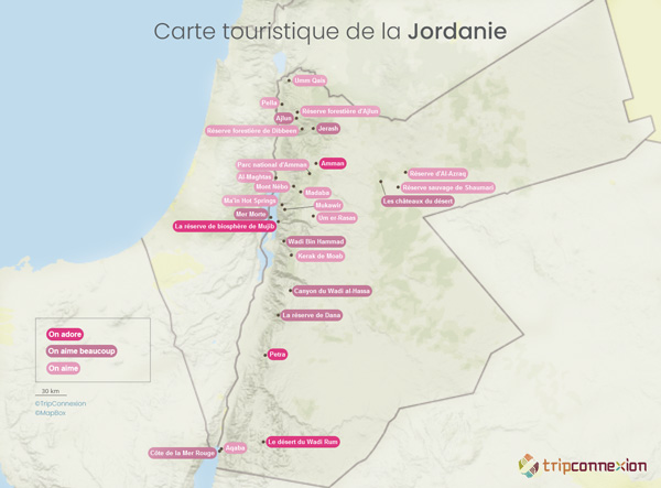 Carte touristique Jordanie