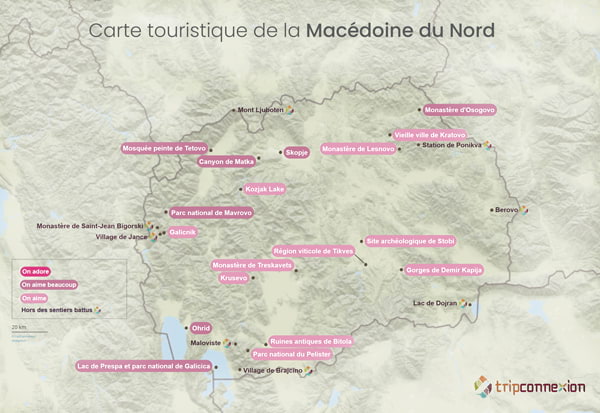 Carte touristique Macédoine du Nord