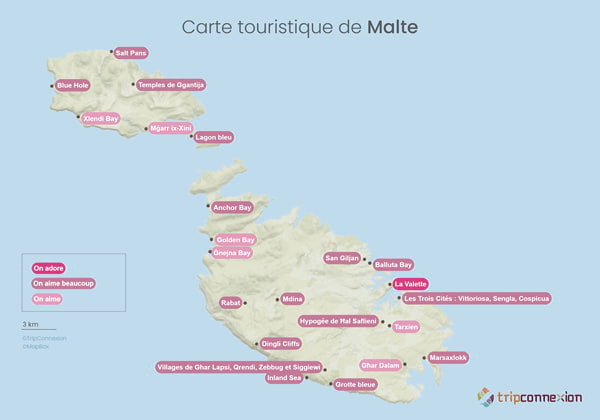 Carte touristique Malte