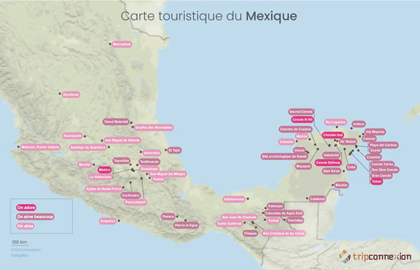 Carte touristique Mexique