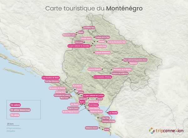 Carte touristique Monténégro