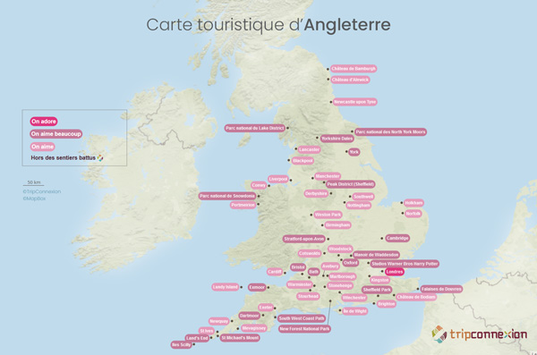 Carte touristique Royaume-Uni