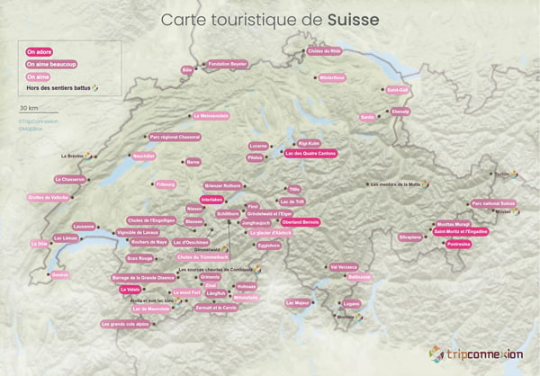 Carte touristique Suisse