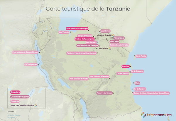 Carte touristique Tanzanie