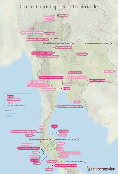 Carte touristique Thaïlande