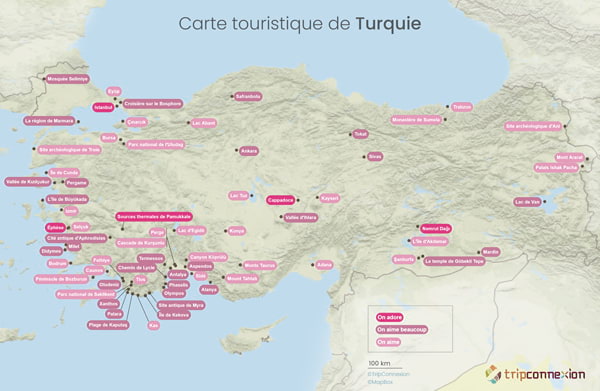 Carte touristique Turquie